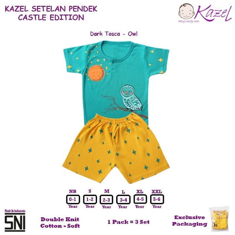 Kazel Setelan Pendek Castle edition Girl 3pcs Baju Bayi Perempuan