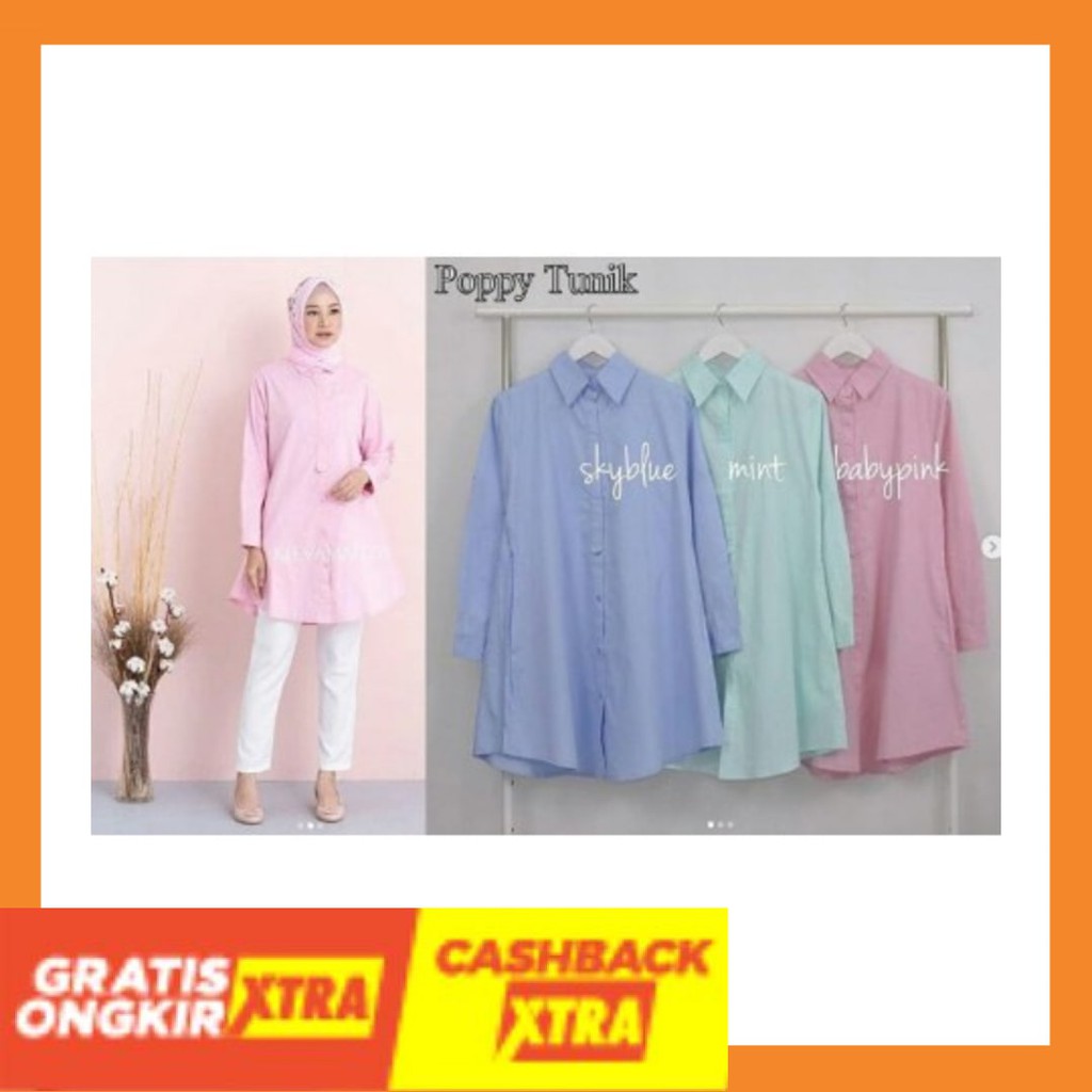STYLE KOREA KEREN IMPORT MURAH ORIGINAL BISA COD / POPPY TUNIK