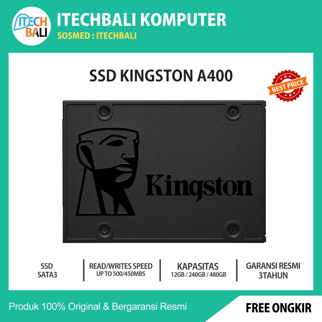 SSD KINGSTON A400 120 240 480 960GB SATA Garansi Resmi