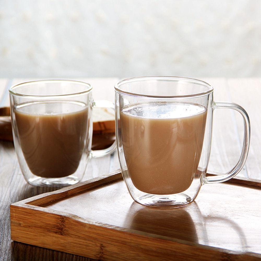 Lanfy Insulated Glass Cup Untuk Minuman Panas Insulated Clear Cappuccino Latte Untuk Jus Susu Dapur Perlengkapan Minum Espresso Gelas Cangkir Teh