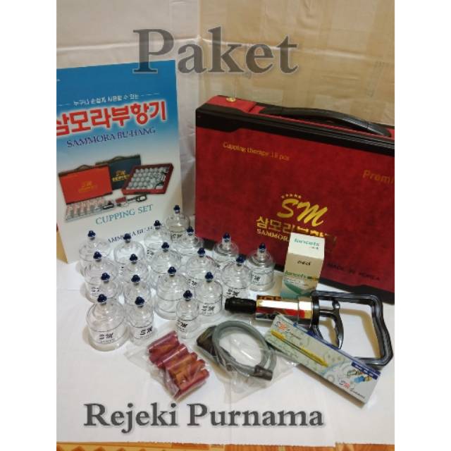 Paket Alat Bekam Sammora 19cup + Pen Bekam Sammora & Jarum Medilancet 21G