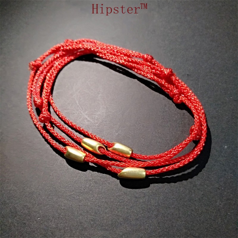 New Retro Classic Features Braided Rope Couple Gold Bracelet