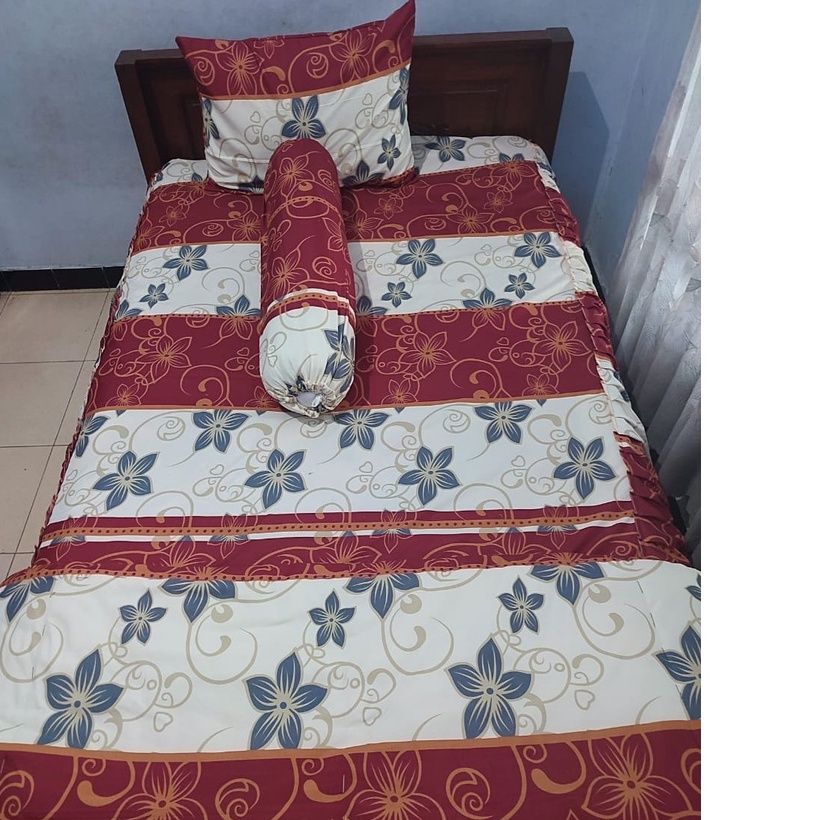 Sprei Dyanoer Motif Bunga Merah Putih