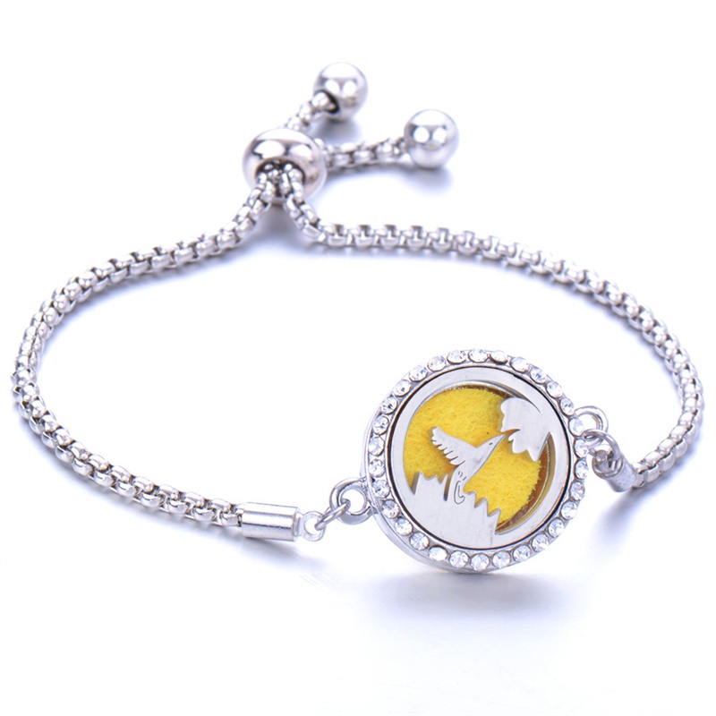 Gelang Aromaterapi Pengusir Nyamuk Model Hollow Bahan Titanium Steel Warna Silver Untuk Pria Dan Wanita Butterfly Moon