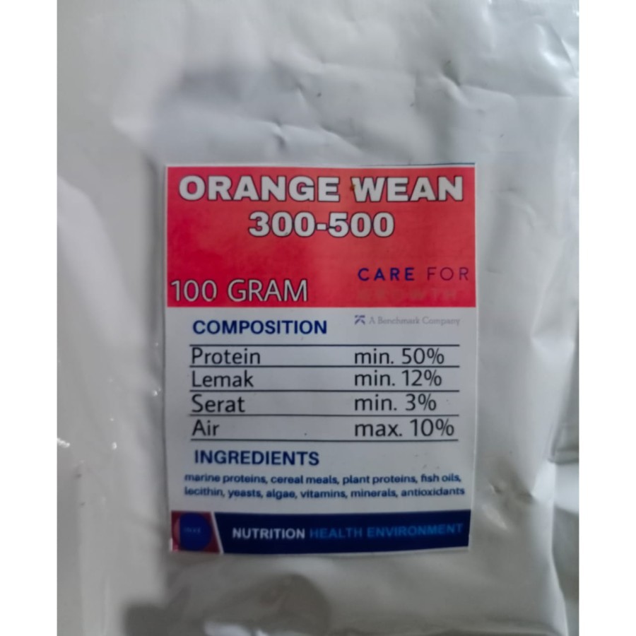 (100 GRAM) PELET ORANGE WEAN 300-500 FROM INVE / PELLET ORANGE