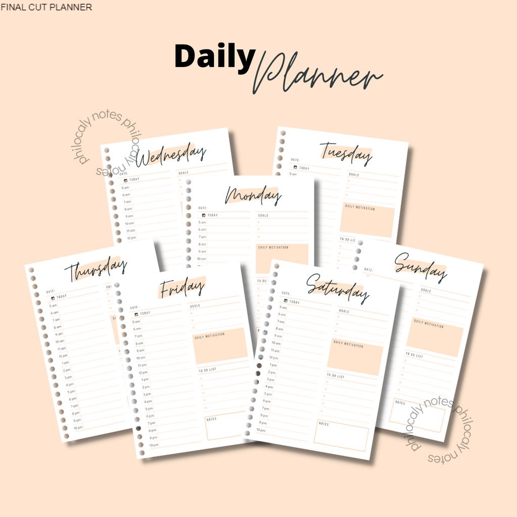 

Daily Planner by FINAL CUT PLANNER / ISI BINDER / Loose Leaf