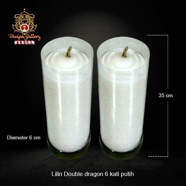 Lilin/Candle Puja Sembahyang Pilar Natal Double Dragon 6 Kati Putih