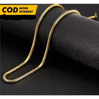 TERLARIS KALUNG TITANIUM HITAM/SILVER/KUNING PRIA DAN WANITA MODEL BULAT/GEPENG/KOTAK TERLARIS TERMURAH