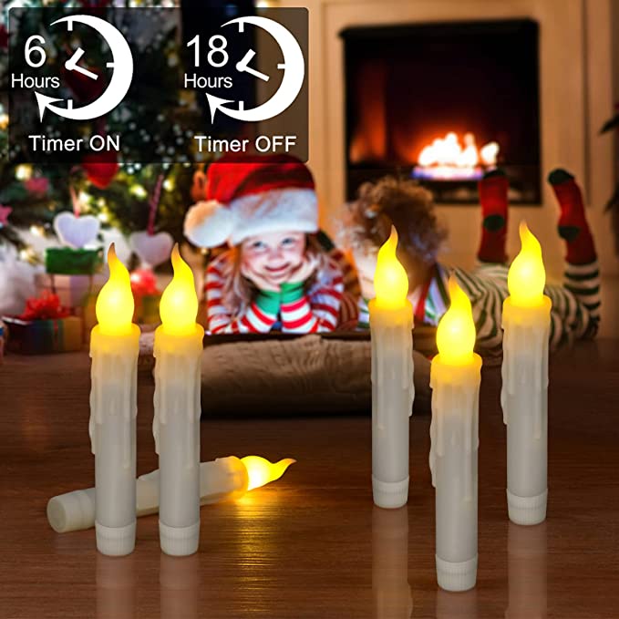 Lampu Malam LED Bentuk Lilin Tanpa Api Tenaga Baterai Untuk Dekorasi Natal / Halloween