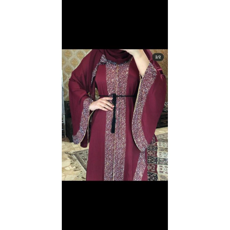 Abaya Royal bride marun dan hijau ori dubai