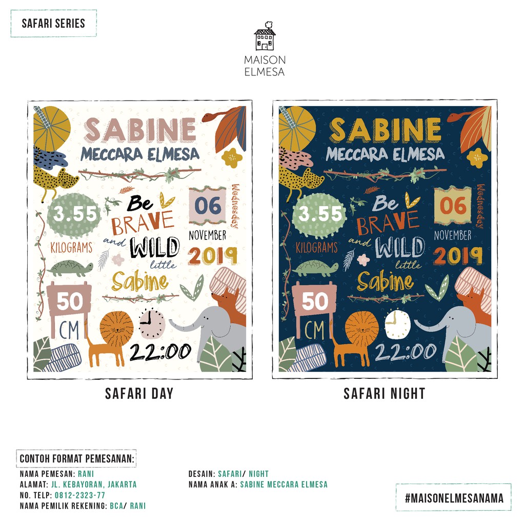 Maison Elmesa Baby Blanket Selimut Bayi Selimut Nama Safari Series