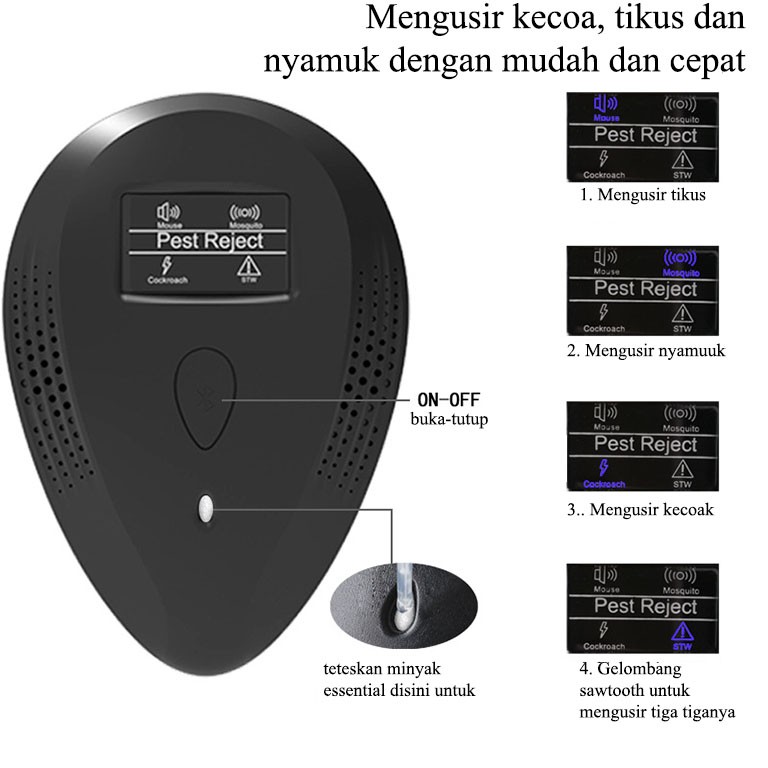 Alat Pengusir Tikus Nyamuk Kecoa, Lalat, Dan Serangga Lainnya Ultrasonic