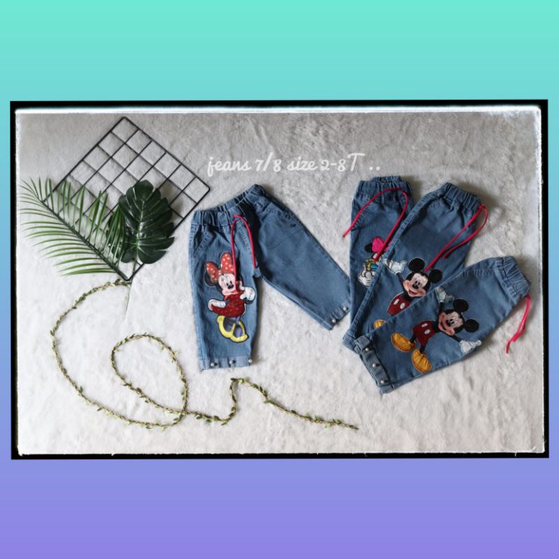 JEANS ANAK (NON LED)Mickey Mouse 7/8 Terbaru