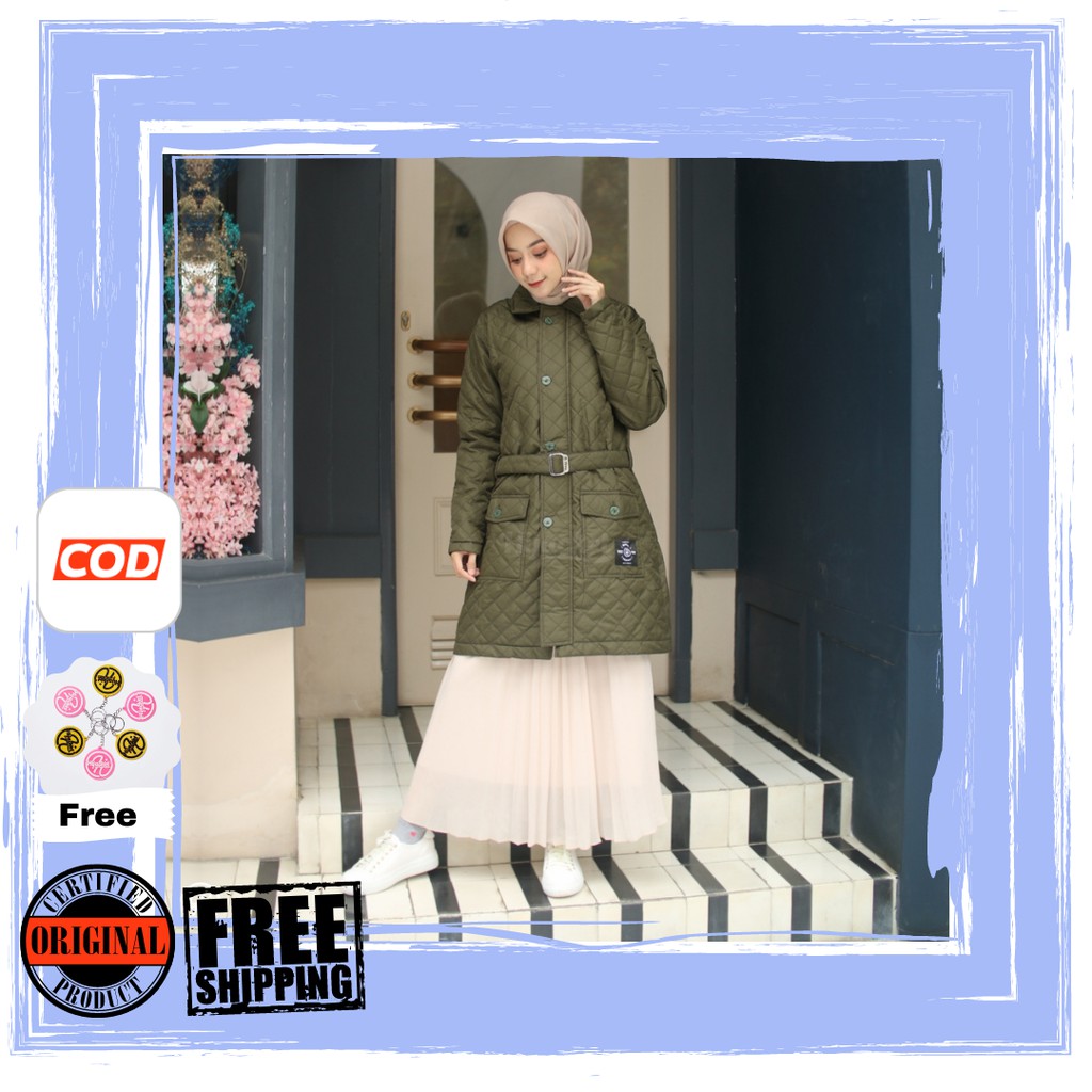 Hijacket Agnezia Jaket hijab model long jacket bahan micro quilting parasut tebal nyaman