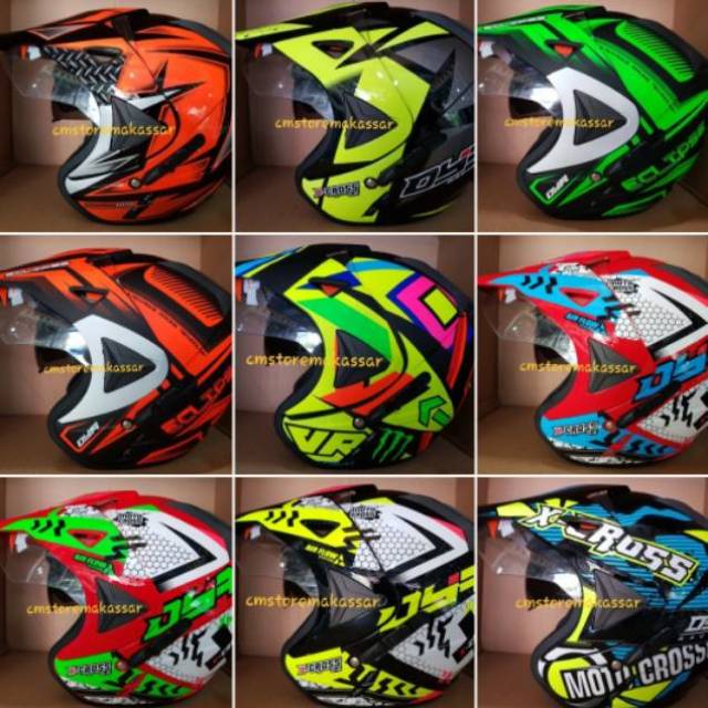 Helm DYR Semi Cross Double Visor Trail Supermoto Motorcross KLX Adventure
