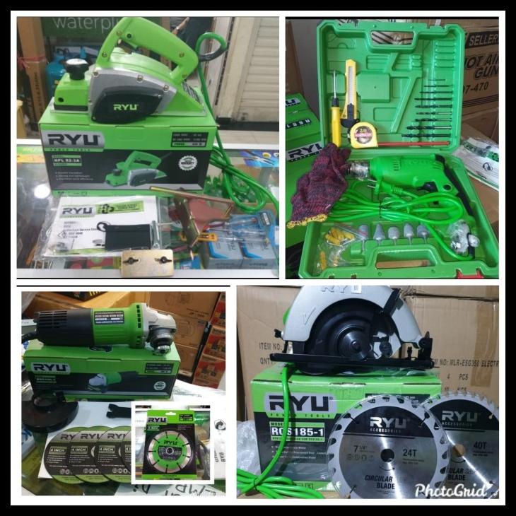 Paket Mesin Bor Ryu Gerinda Tangan Ryu Potong Kayu Mesin Serut Ryu