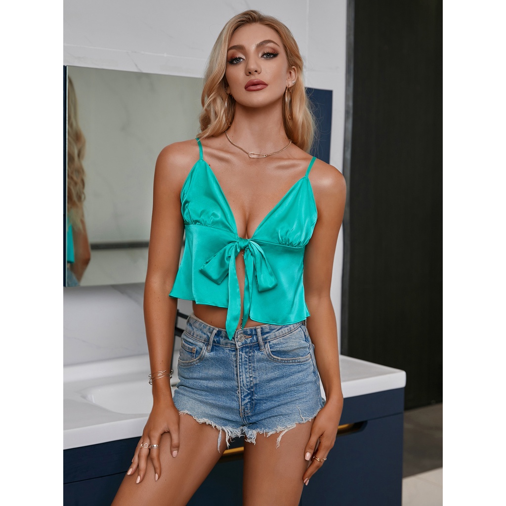 【Summer】Camis Pleated Sling Halter Vest/Cute Lady Party Beachwear 7212