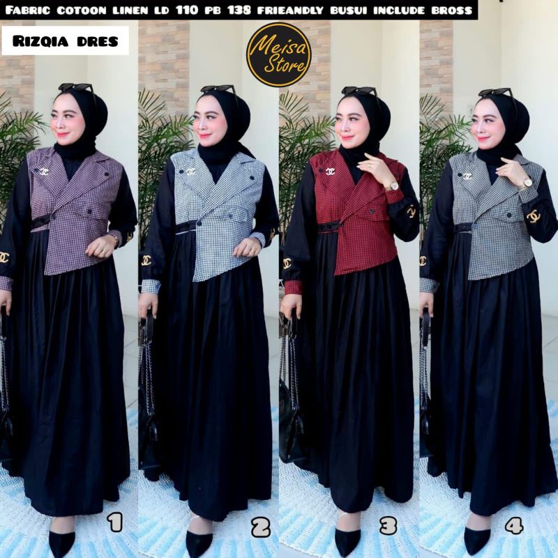 Rizqia Dress//Dress//Dress Wanita//Dress Muslim//Dress Daily//Gamis Wanita//Gamis Muslim