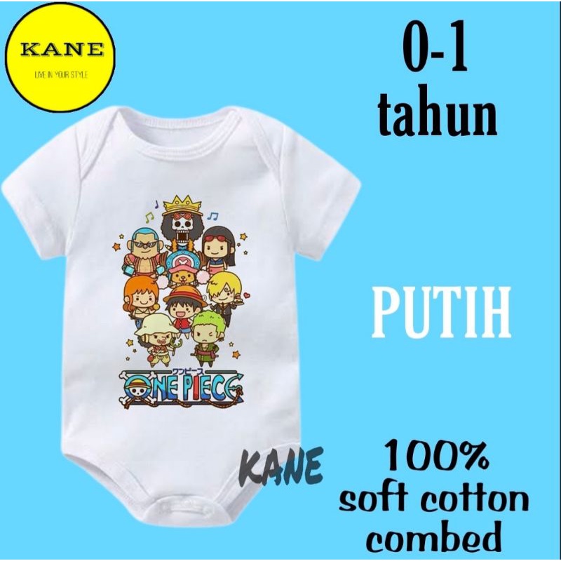 Kaos baju bayi jumper baby kids pendek ONE PIECE LUFFY CHIBI ANIME WAIBU kartun disney logo tulisan 