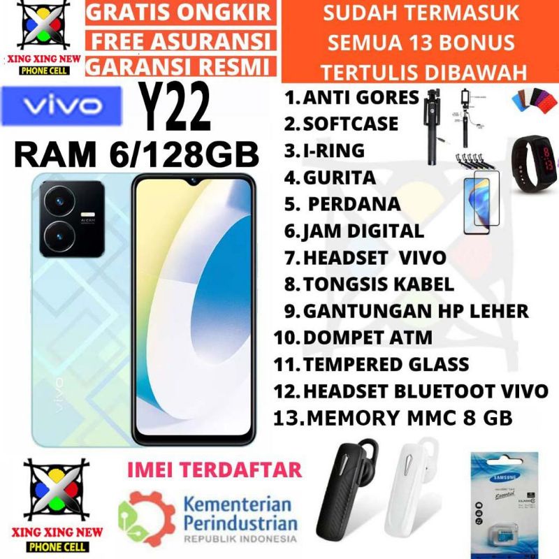 VIVO Y22  RAM 6/128GB RAM 6 ROM 128GB GARANSI RESMI VIVO 1 TAHUN