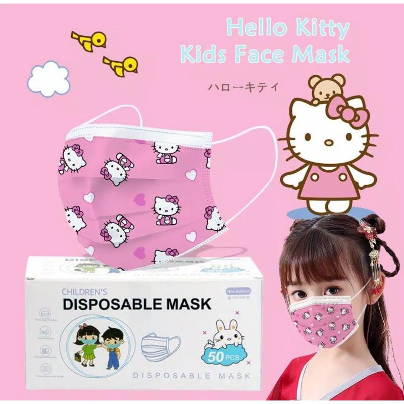 Masker Medis Anak 3 Ply Setara Masker Sensi Cartoon Series Anti Debu Virus Waterproof Tahan Air