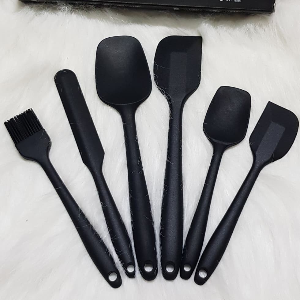 6pcs rubber silicon spatula set tanpa sambungan