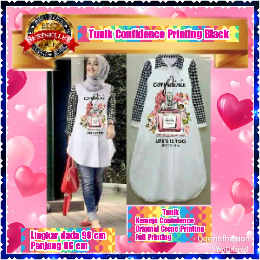 TUNIK CONFIDENCE PRINTING  / RED / BLACK / TERPOPULER / TERLARIS / TERMURAH/COLOR