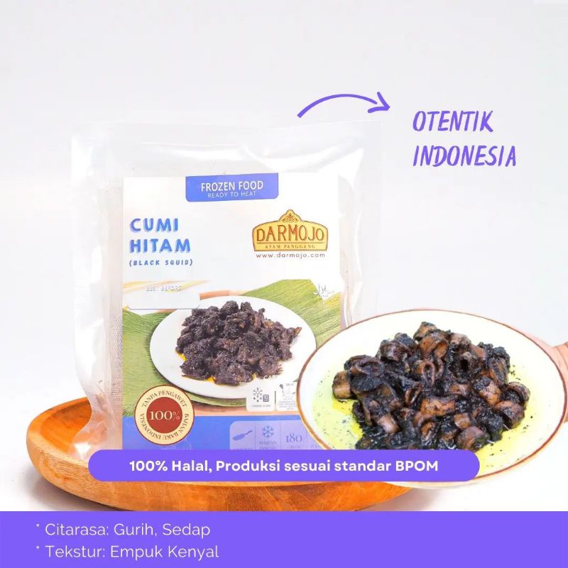 

Darmojo Cumi Hitam 180gram (2-3 Porsi) | Festive Frozen Food