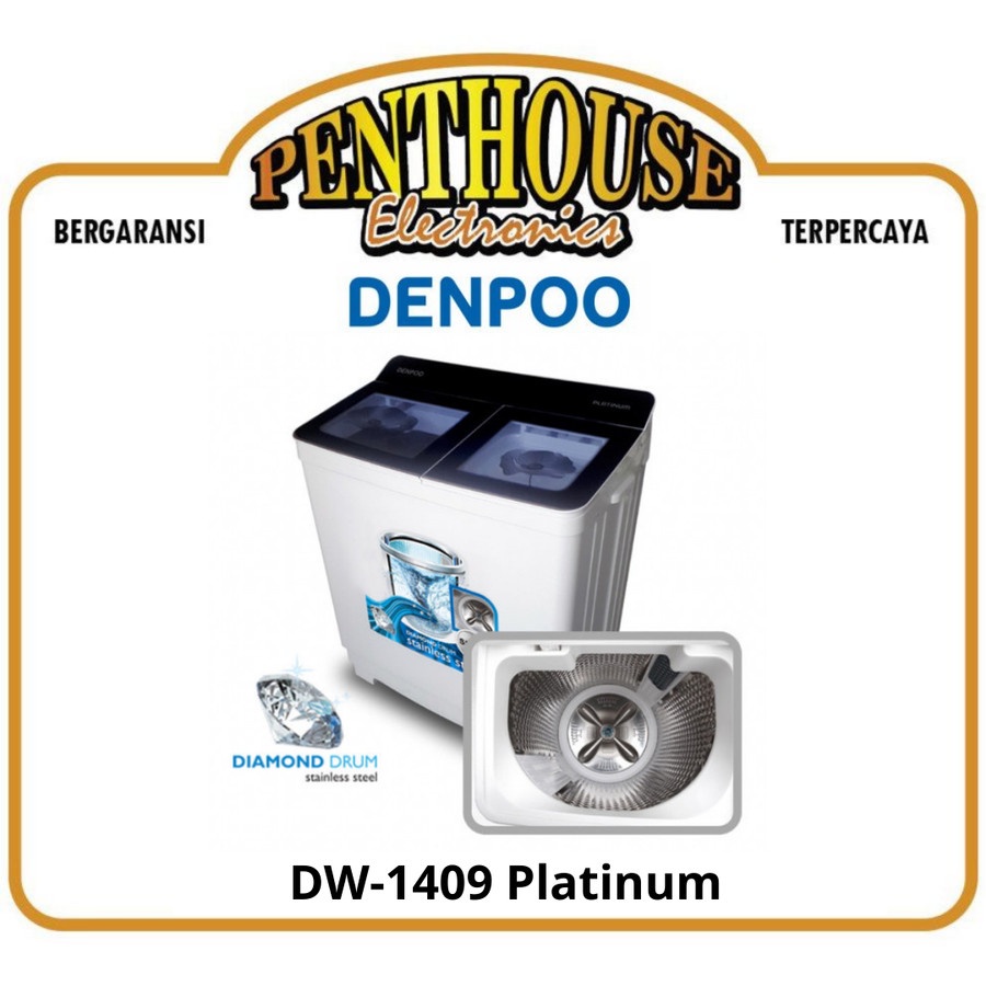 Denpoo Mesin Cuci 2 Tabung 14KG DW-1409 Platinum