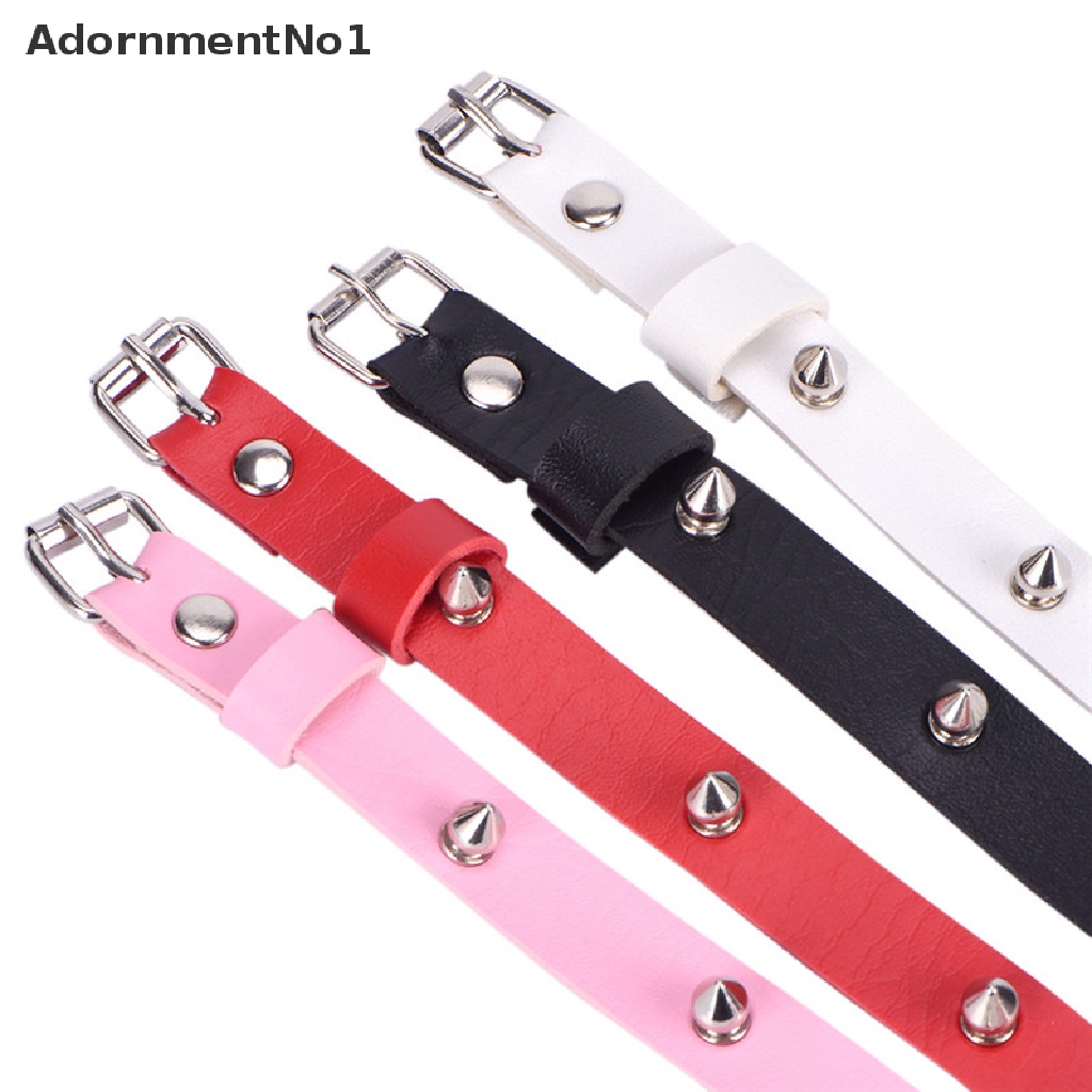 (AdornmentNo1) Kalung Choker Bahan Kulit Aksen Rivet + Hati Gaya Punk / Gothic Untuk Wanita