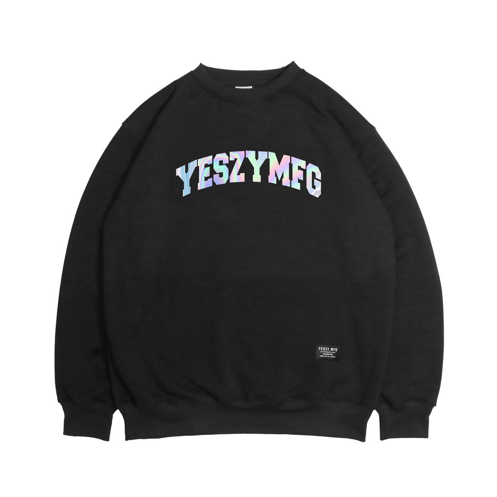 YESZY.MFG Crewneck Black Cyber Hologram Spectrum Terlaris