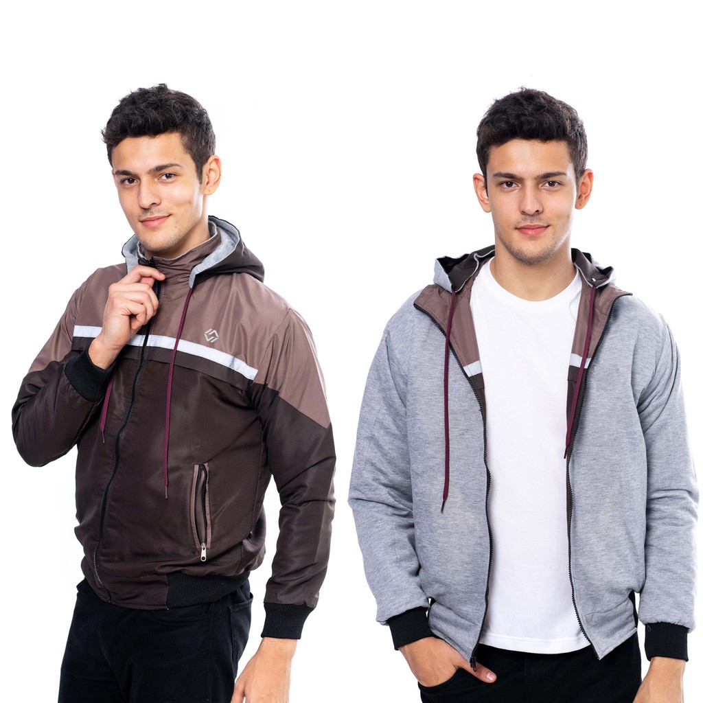 < BISA COD > JAKET PRIA JAKET BOLAK BALIK PRIA JAKET PARKA PRIA JAKET OUTDOOR(JAKET 2 IN 1)