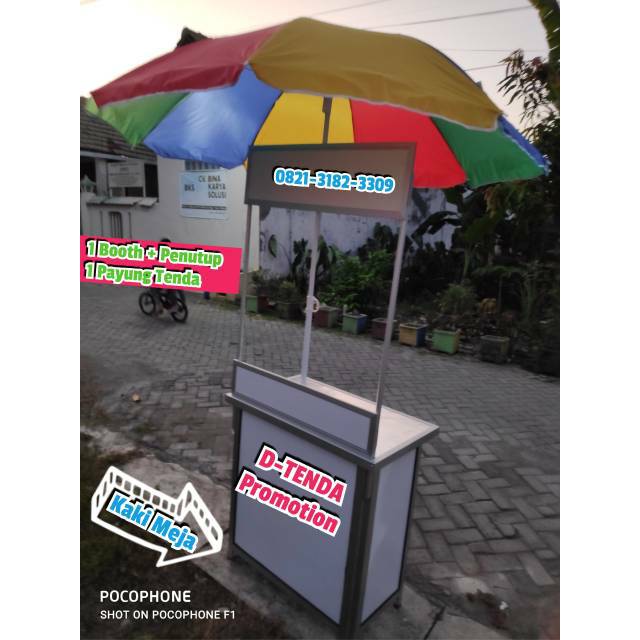 Booth Portable /Lipat Jualan 80x50x180cm + Payung 180cm ( Polos )