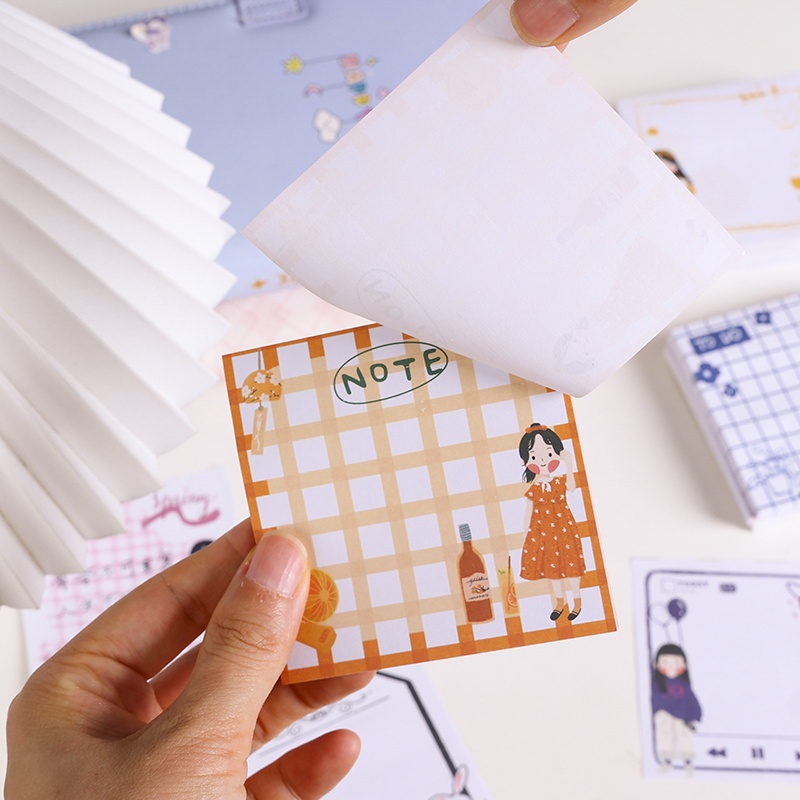 4pcs Sticky Notesmemo Pad Mini Portable Motif Seri JK Girl Untuk Pelajar