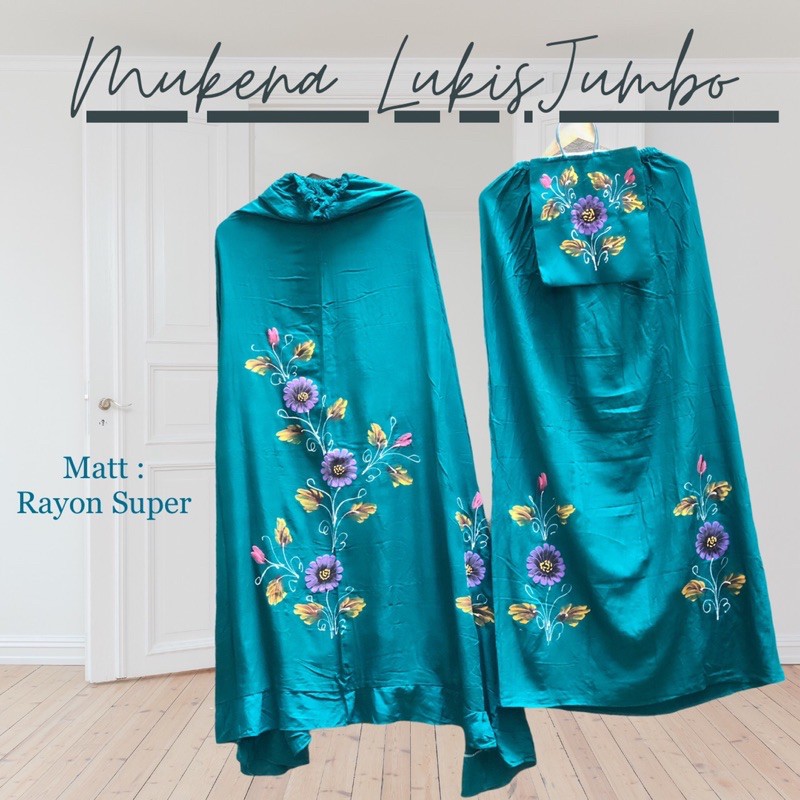 MUKENA DEWASA RAYON BALI LUKIS JUMBO MOTIF TIMBUL BUNGA TERLARIS (Tersedia Putusan Dan Terusan)