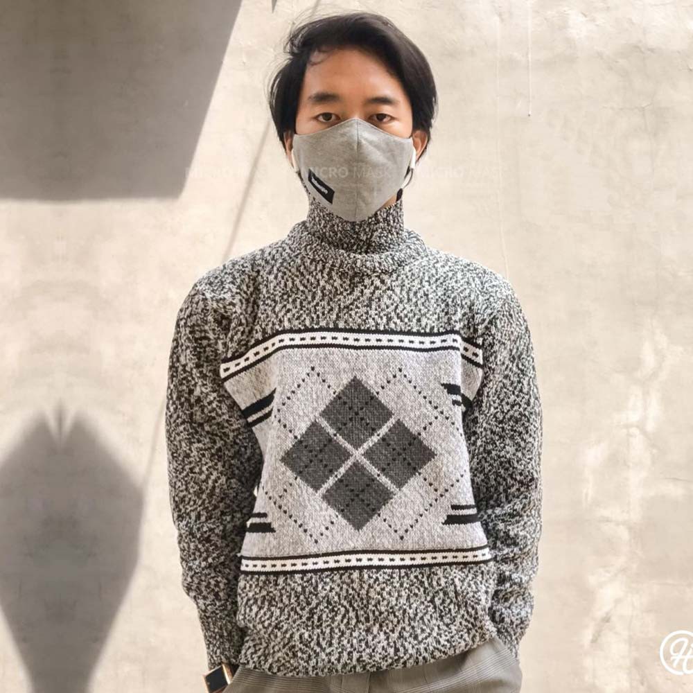 Masker Kain Headloop Pria Wanita Cowok Cewek Hijab Friendly Tali Karet Elastis Hitam Keren Hijacket-3