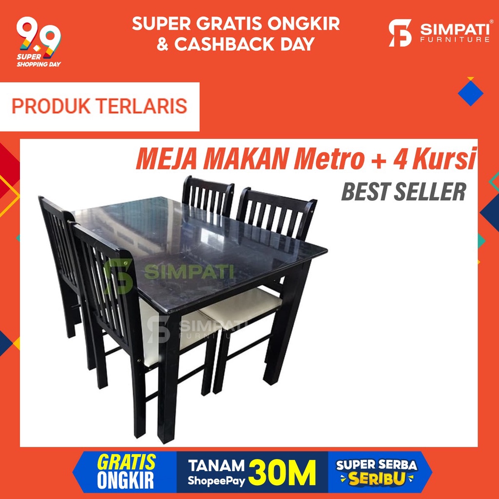 Jual Meja Makan Promo + 4 Kursi Metro | Shopee Indonesia