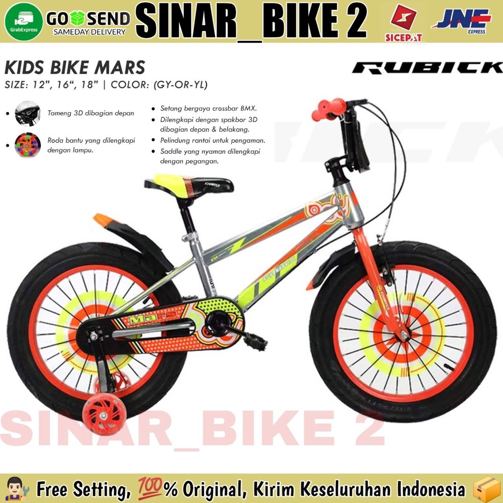 Sepeda Anak  Laki-Laki Bmx Rubick mars 12, 16 Dan 18 Inch
