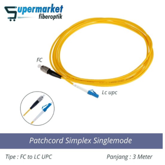 Patchcord Fiber Optik Simplex SM FC to LC UPC Panjang 3 Meter