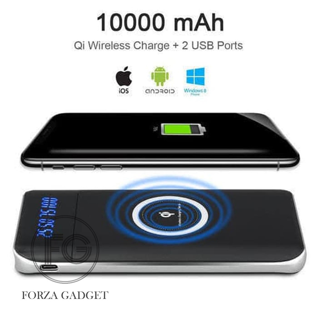 PB Qi Powerbank Power Bank Wireless Charger 2 Port 10000mAh FAST CHARGING