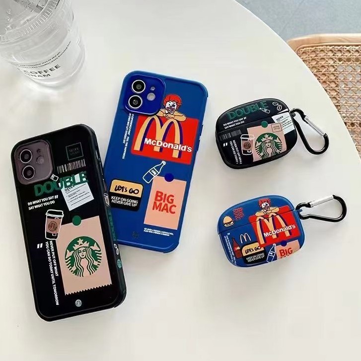 Case Bahan Tpu Matte Tiga Sisi Motif Mcdonald 's Starbucks Untuk Iphone 7 12 Pro Max