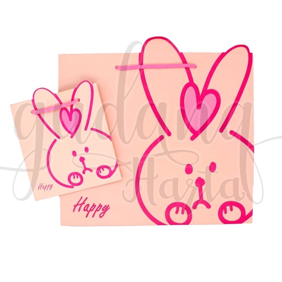 Paper Bag Pink Rabbit Tas Kado Motif Kelinci Pink Unik GH 507111