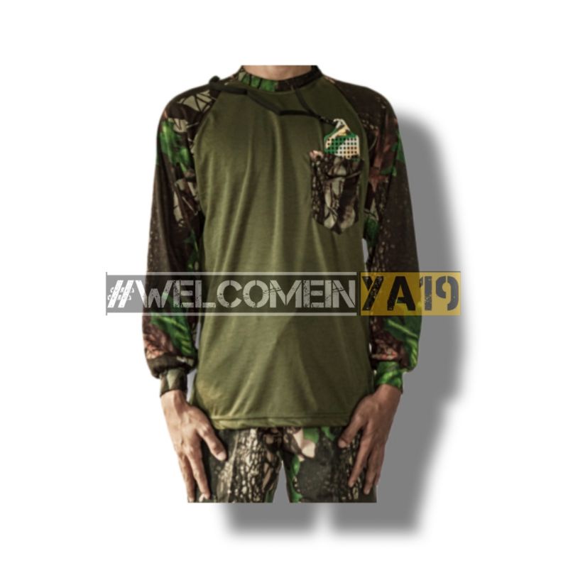 Fullset Baju Reglan Hunting Loreng Camo Perbakin / Baju Sniper Berburu Camo Perbakin / Setelan Outdoor Camo Perbakin