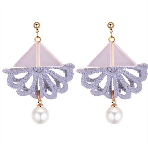 LRC Anting Tusuk Fashion Triangle Shape Decorated Earrings