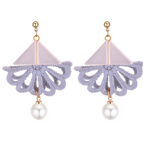 LRC Anting Tusuk Fashion Triangle Shape Decorated Earrings