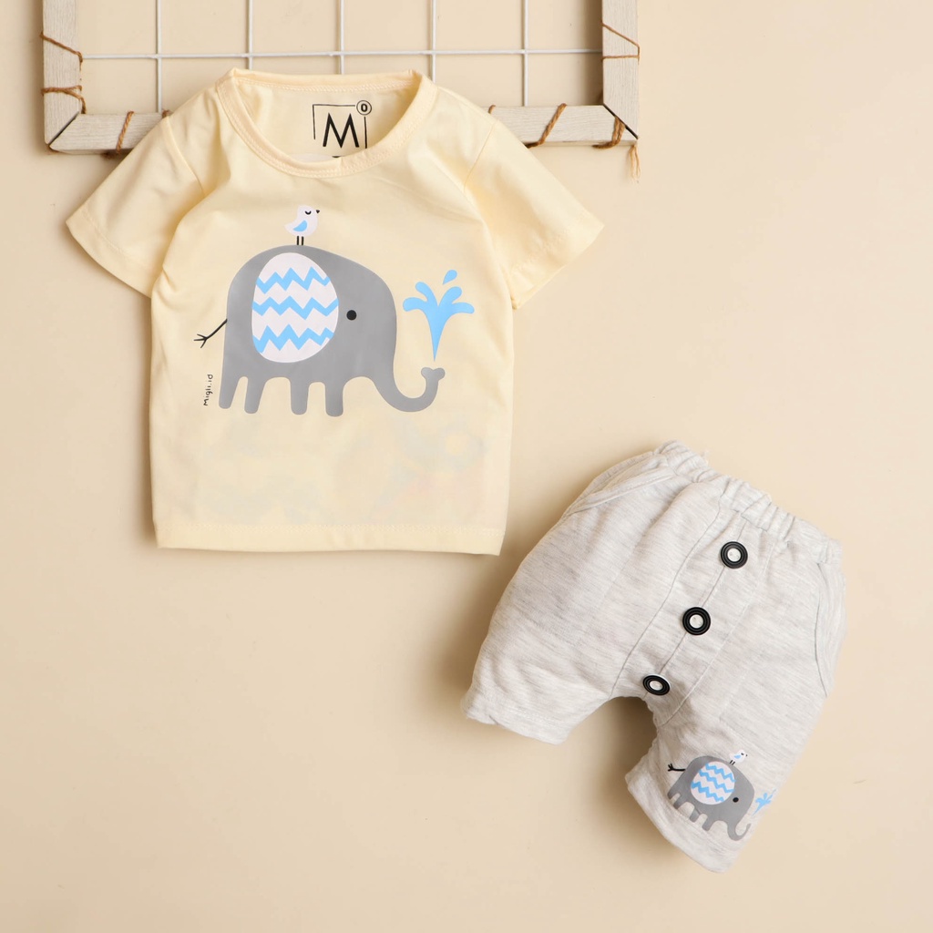 MG Motif Elephant Setelan Baju Bayi 3 Bulan - 3 tahun / Baju Anak Laki-laki / Setelan Anak