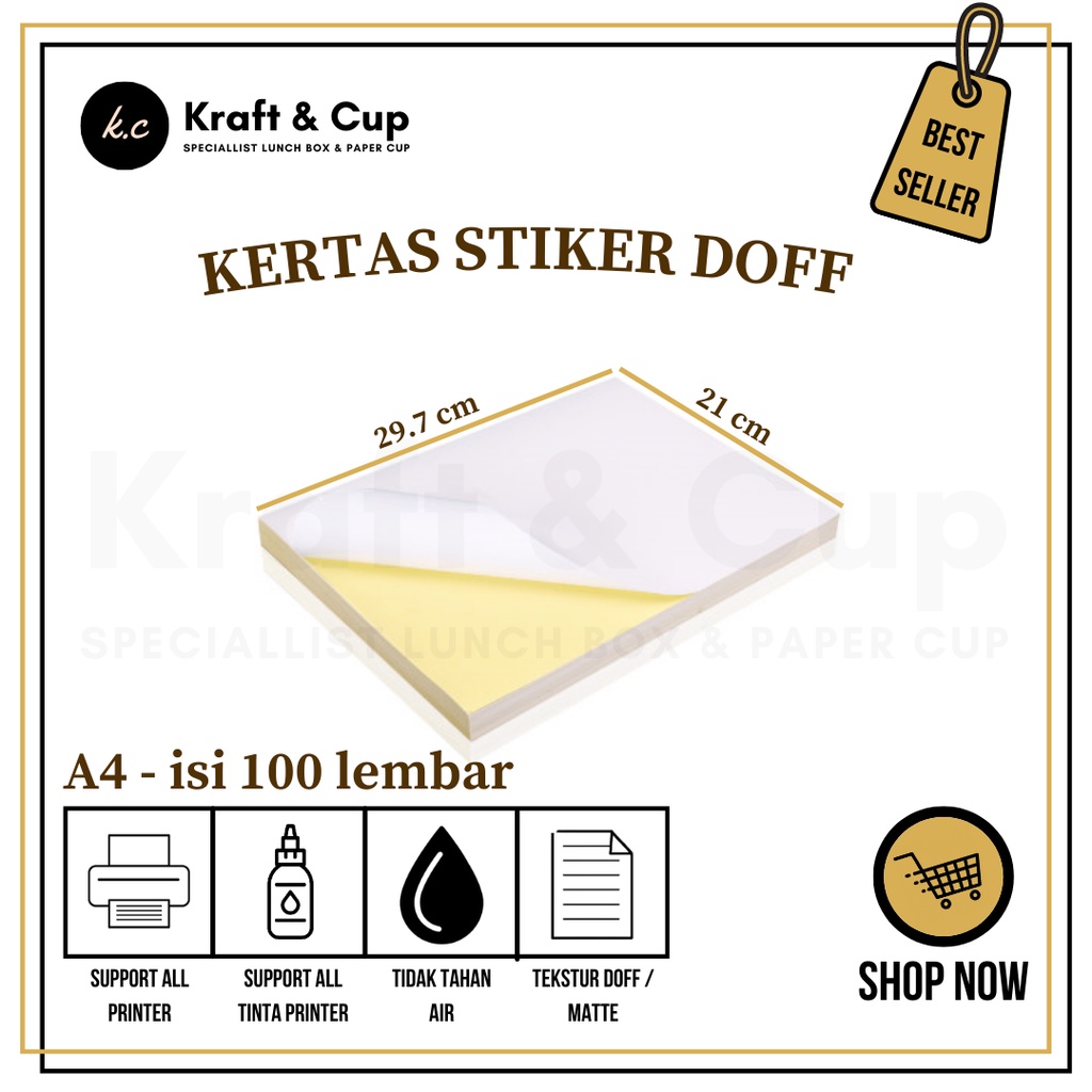 

Kertas Stiker Doff A4 isi 100 lembar / Stiker Label Nama A4 / Sticker Label Nama