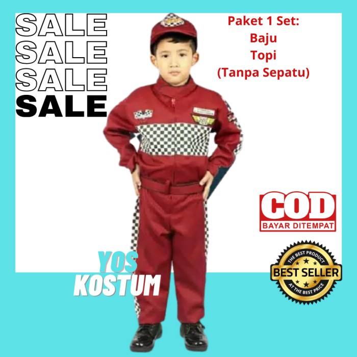 Seragam Profesi Anak Pembalap F1 Kostum Baju Laki Laki Cowok TK Cilik