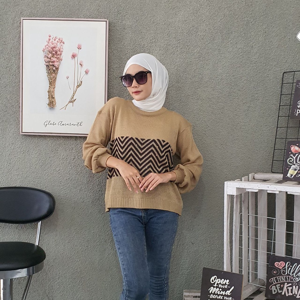 [ COD PROMO] LITTLE ZIGZAG BLOUSE RAJUT KNITE / SWEATER RAJUT TERBARU / OUTWEAR KEKINIAN /ATASAN WANITA / SWEATER RAJUT KOREAN STYLE / OOTD HIJAB / OOTD REMAJA KEKINIAN / BLOUSE KOREAN STYLE / SWEATER RAJUT MURAH / RAJUT MURAH / BLOUSE RAJUT