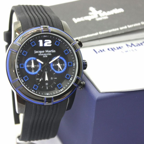 BARU Jam Tangan Pria Original Jacque Martin 3253MC Rubber Strap - hargajam harga jam Cowok Anti Air